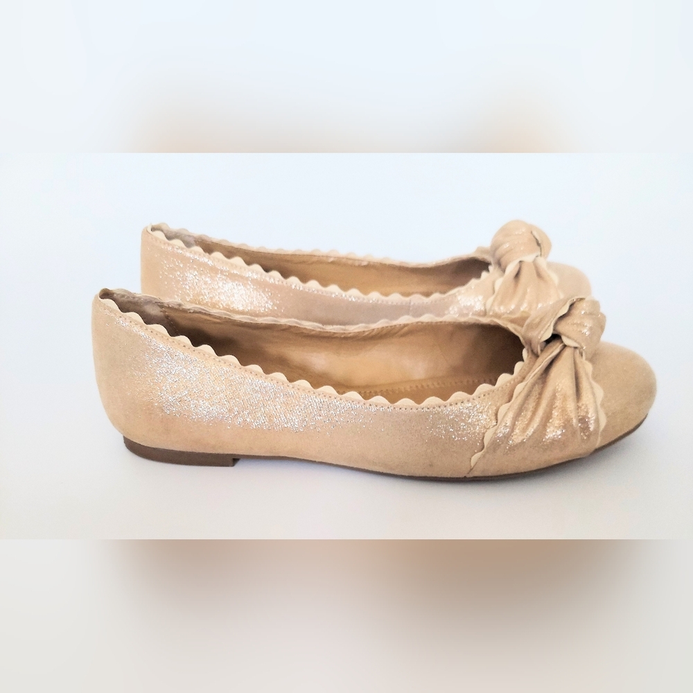 Jack Rogers Holly Gold Knot Scalloped Metallic Ballet Flats Size 6M - Picture 3 of 8